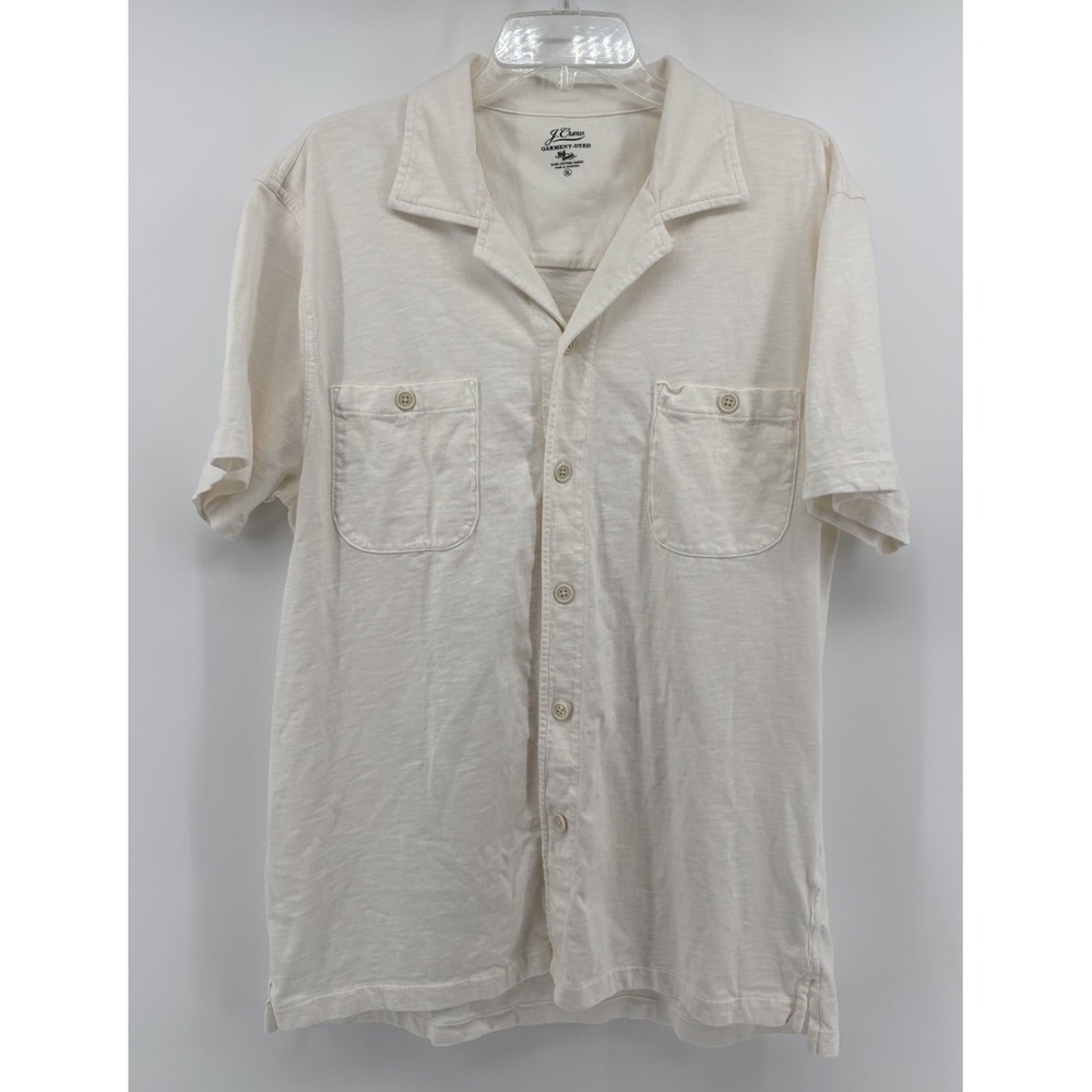 J.Crew Garment-Dyed Harbor Shirt Mens XL Ivory White Slub Cotton Knit Goods